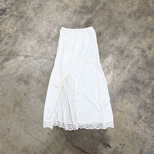 Vintage cream beige lace slit midi maxi skirt